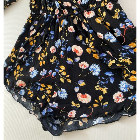 Forever 21 Womens Multicolored Ditsy Print V-Neck Romper with Overlay Size M - Picture 5 of 10